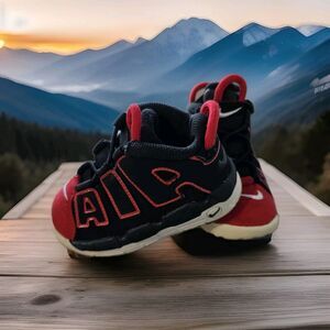 Nike Air More Uptempo 96 Sneakers Boys Toddler 6C FB1345-001 Slide On Jordan EUC